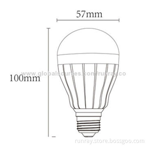 5W E26 LED Bulb, Aluminum Housing PC Cover, AC 85-265V, Bridgelux Chip, 90-110lm/W, CE/RoHS, ISO9001